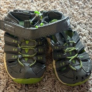 Gray and Green Kids Shoes